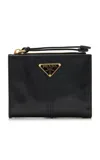 Prada Textured Leather Zip Wallet In Black