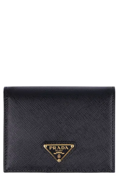 Prada Leather Wallet In Black