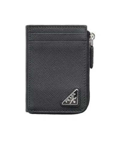 Prada Leather Wallet In Black