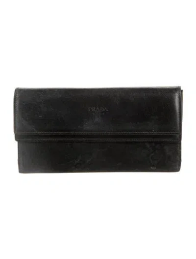 Pre-owned Prada Leather Wallet In Black