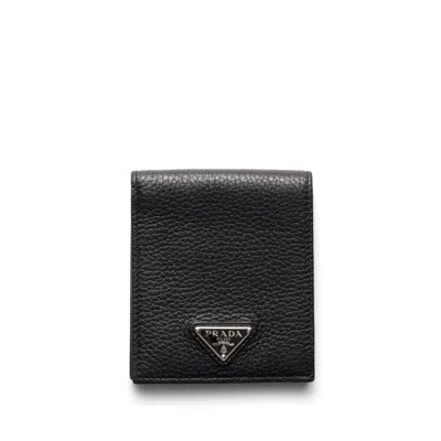 Prada Leather Wallet In Black