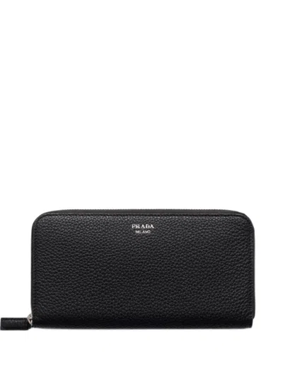 Prada Leather Wallet In Black