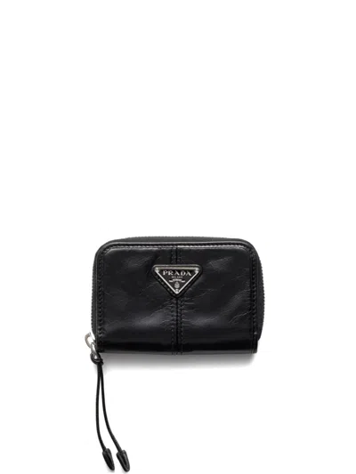 Prada Leather Wallet In Black