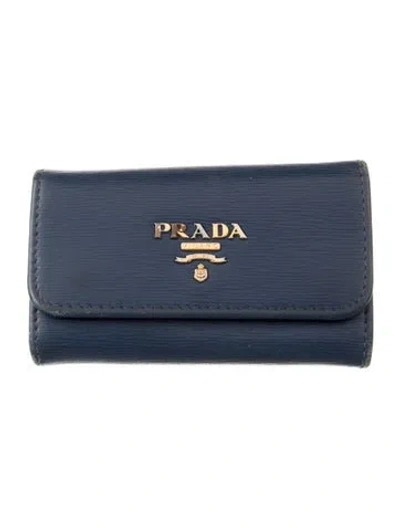 Pre-owned Prada Leather Wallet In Blue