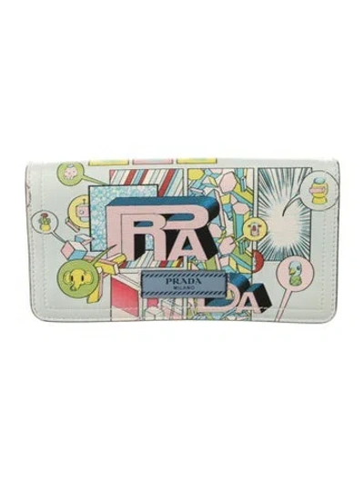 Pre-owned Prada Leather Wallet In Blue