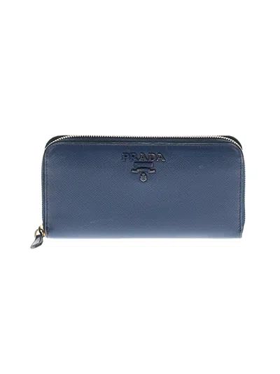 Pre-owned Prada Leather Wallet In Blue