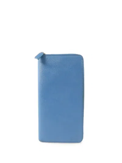 Pre-owned Prada Leather Wallet In Blue