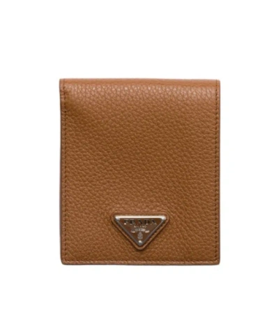 Prada Leather Wallet In Brown