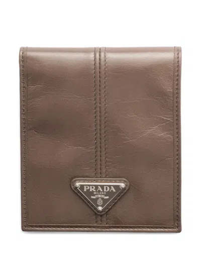 Prada Leather Wallet In Brown
