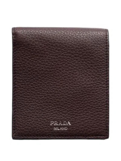 Prada Leather Wallet In Brown