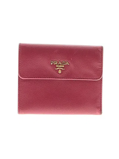 Pre-owned Prada Leather Wallet In Burgundy