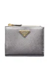 Prada Leather Wallet In Gray