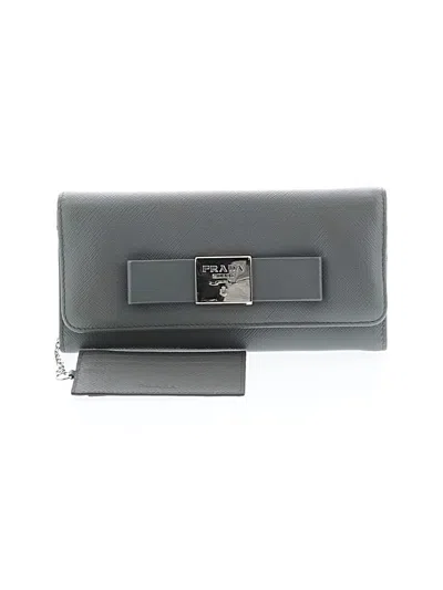Pre-owned Prada Leather Wallet In Gray