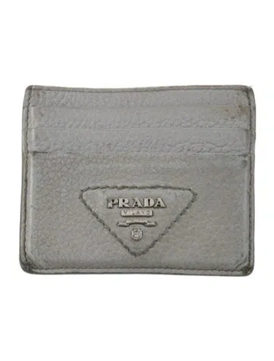 Pre-owned Prada Leather Wallet In Gray