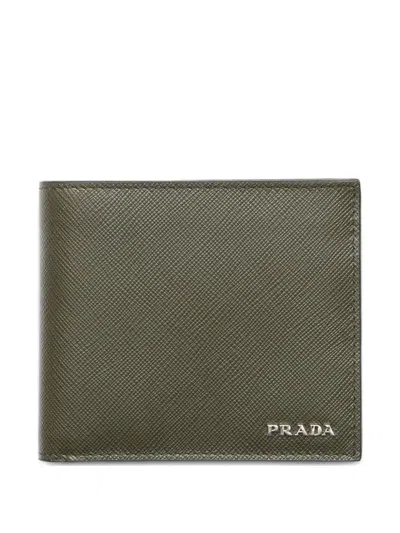 Prada Leather Wallet In Green