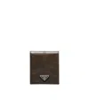 Prada Triangle Logo Leather Wallet In Brown