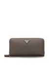 Prada Leather Wallet In Grey