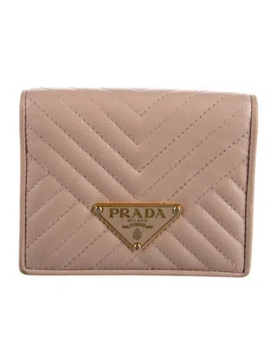 Pre-owned Prada Leather Wallet In Neutrals