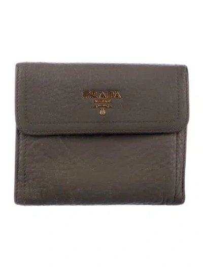 Pre-owned Prada Leather Wallet In Neutrals