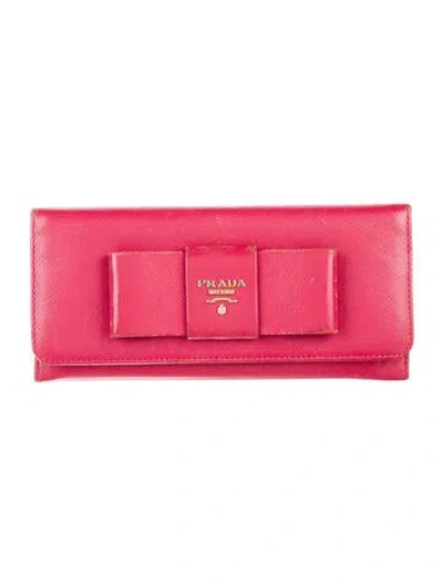 Pre-owned Prada Leather Wallet In Pink