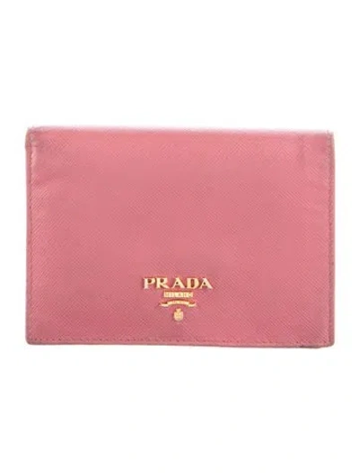 Pre-owned Prada Leather Wallet In Pink