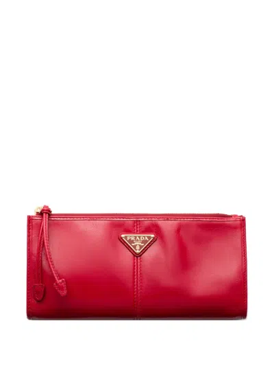 Prada Leather Wallet In Red