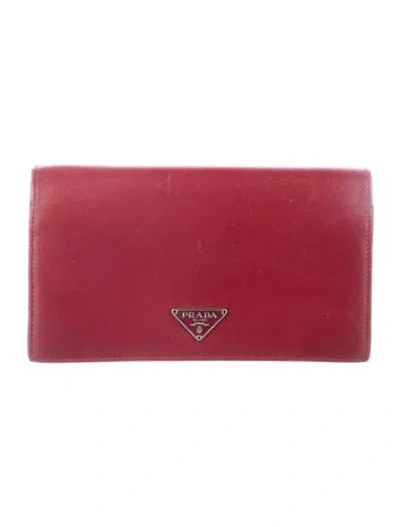 Pre-owned Prada Leather Wallet In Red