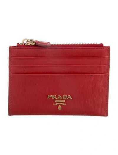 Pre-owned Prada Leather Wallet In Red