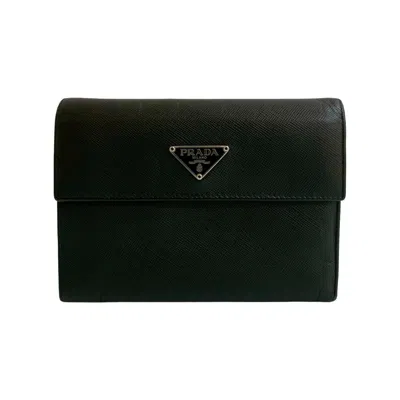 Pre-owned Prada Leather Wallet (tri-fold) () In Black