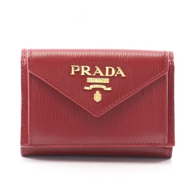 Pre-owned Prada Leather Wallet (tri-fold) () In Blue