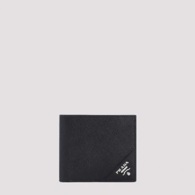 Prada Leather Wallet Unica In Black