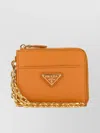 Prada Leather Wallet With Chain Strap And Gold-tone Hardware