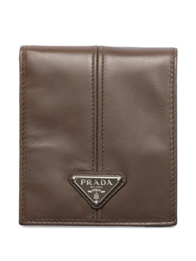 Prada Leather Wallet With Coin Purse In Brown