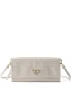 Prada Leather Wallet With Shoulder Strap In Animal Print