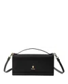 Prada Leather Wallet With Shoulder Strap In Black