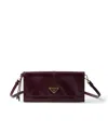 Prada Leather Wallet With Shoulder Strap In Orange