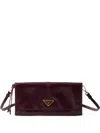 Prada Leather Wallet With Shoulder Strap In Red