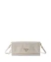 Prada Leather Wallet With Shoulder Strap In White