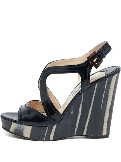 Pre-owned Prada Leather Wedge Sandals