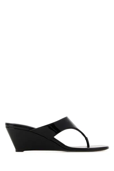 Prada Patent Leather Wedge Thong Sandals