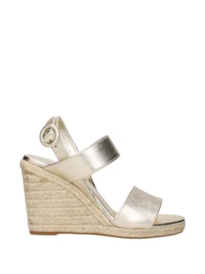 Prada Leather Wedge Sandals In Silver