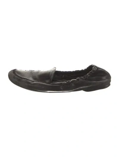 Pre-owned Prada Leather Whipstitch Trim Ballet Flats In Black