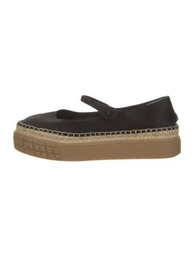 Pre-owned Prada Leather Whipstitch Trim Espadrille Sneakers In Black