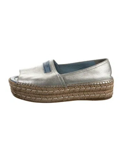 Pre-owned Prada Leather Whipstitch Trim Espadrilles