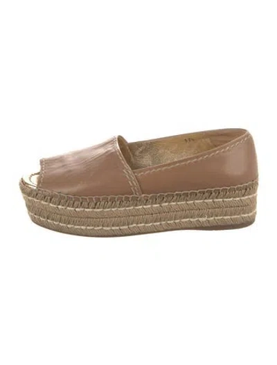 Pre-owned Prada Leather Whipstitch Trim Espadrilles In Brown/neutrals