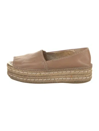 Pre-owned Prada Leather Whipstitch Trim Espadrilles In Neutral