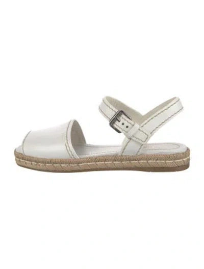 Pre-owned Prada Leather Whipstitch Trim Espadrilles In White