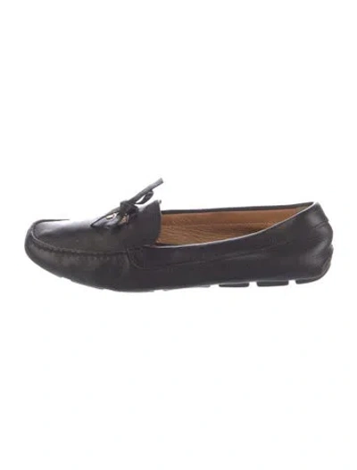 Pre-owned Prada Leather Whipstitch Trim Loafers In Black