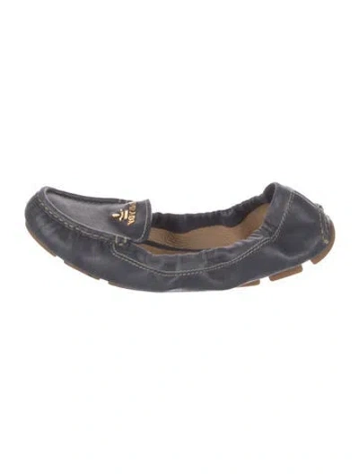 Pre-owned Prada Leather Whipstitch Trim Loafers In Blue