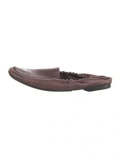 Pre-owned Prada Leather Whipstitch Trim Mules In Burgundy
